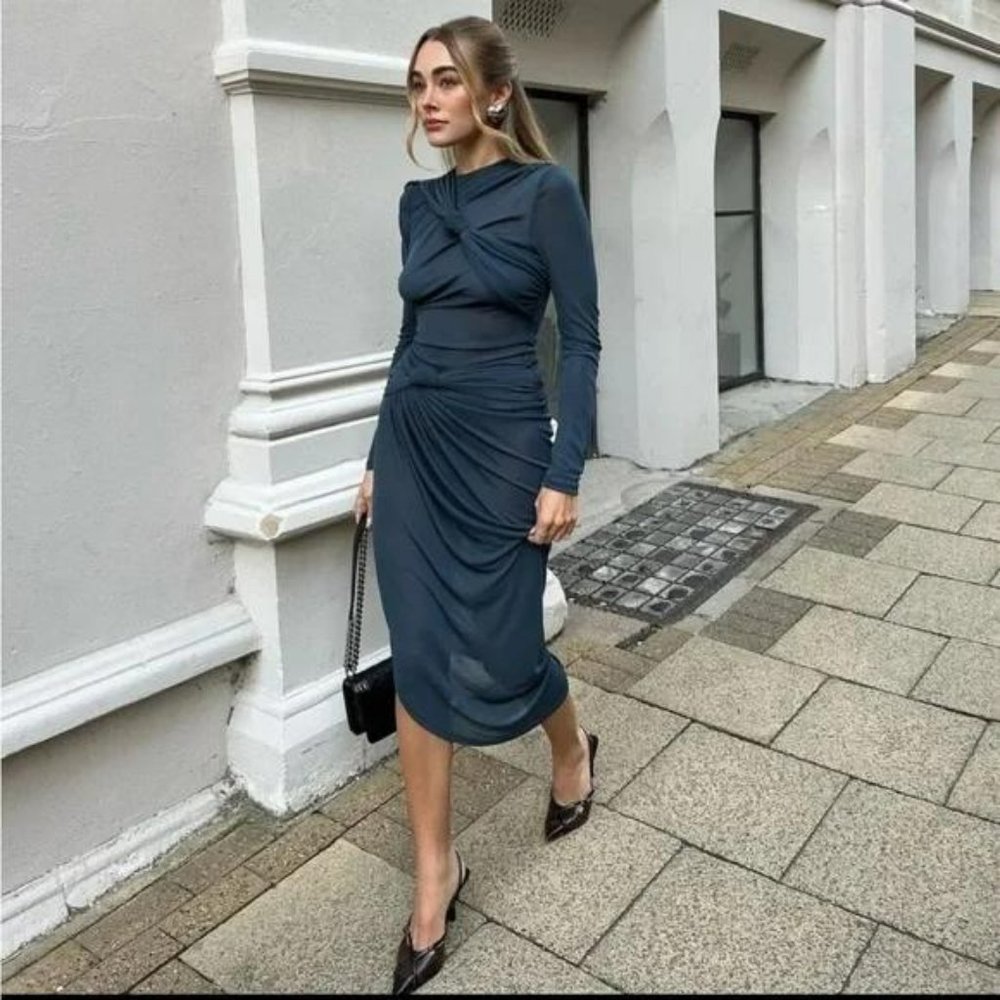 ZARA KNOTTED MIDI DRESS